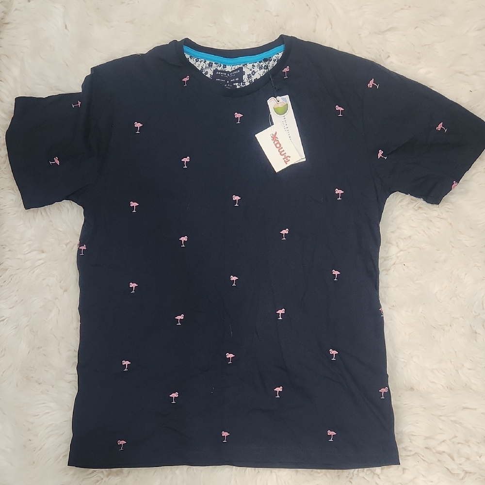Denim & Flower Dark Blue Flamingo Tee